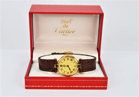 orologio vintage piccolo cartier argent plaque oro 20m|Cartier quartz watch for sale.